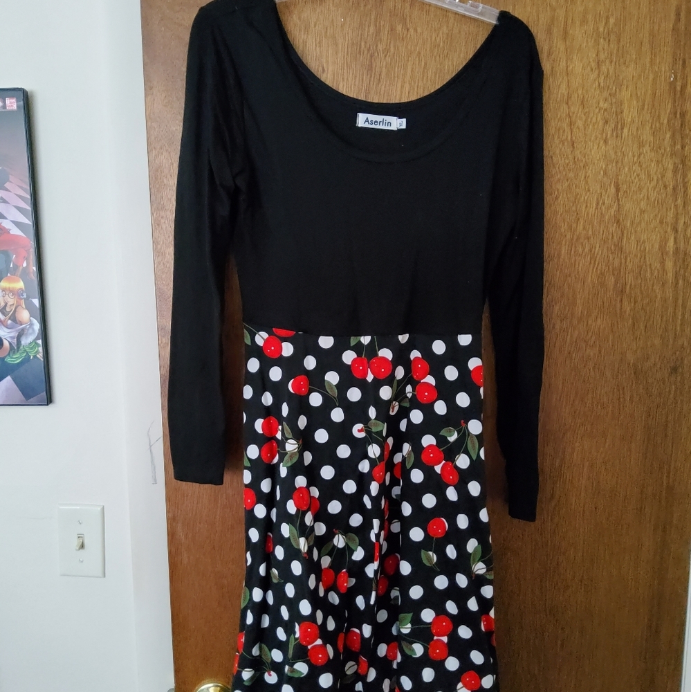 Polka Dot and Cherries Dress Vintage style